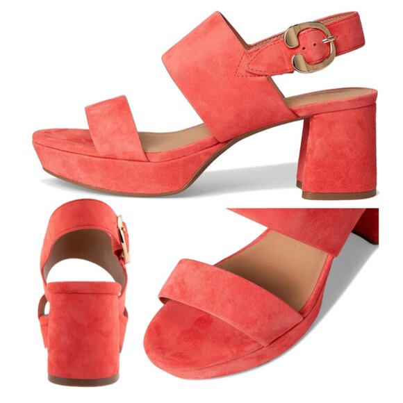Aerosoles Camera Round-Toe Ankle-Strap Platform Sandals (Coral Suede) - Picture 4 of 16